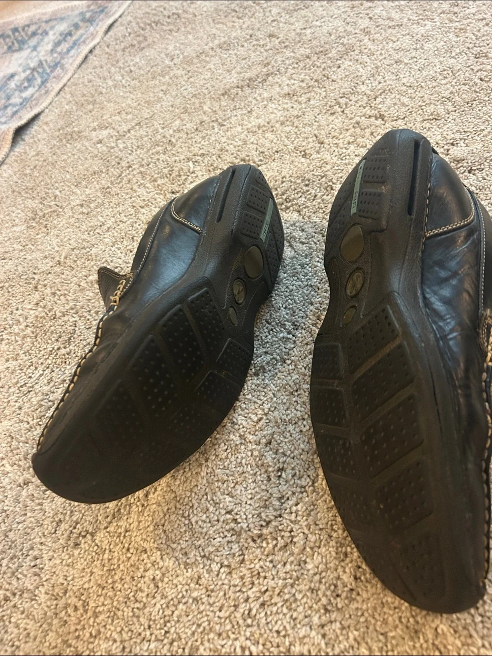 Cole Haan Black Leather Slip-On Loafers with Contrast Stitch